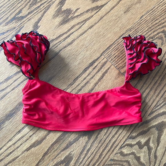 Other - Bikini top with ruffled shoulder